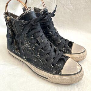 John Varvatos Converse sneakers womens 7 Painted Canvas High Top Black White